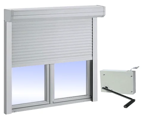 Manual roller shutter with crank handle operation